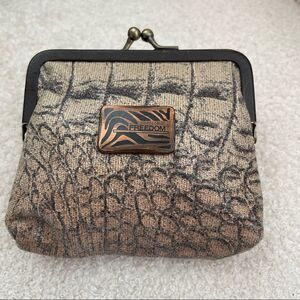 Roberto Cavalli Animal Print Coin Purse Clamshell Opening Kiss Lock Closure